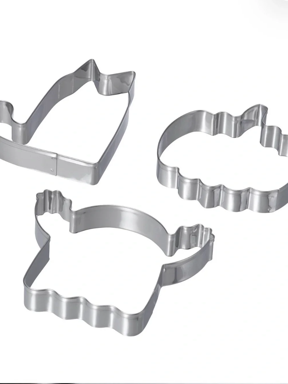 Ikea Cookie Cutter set of 3 Ghost Cat Pumpkin Stainless Steel New in Box